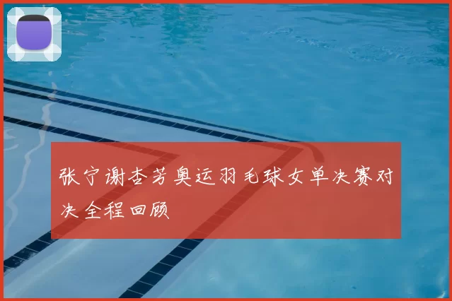 张宁谢杏芳奥运羽毛球女单决赛对决全程回顾